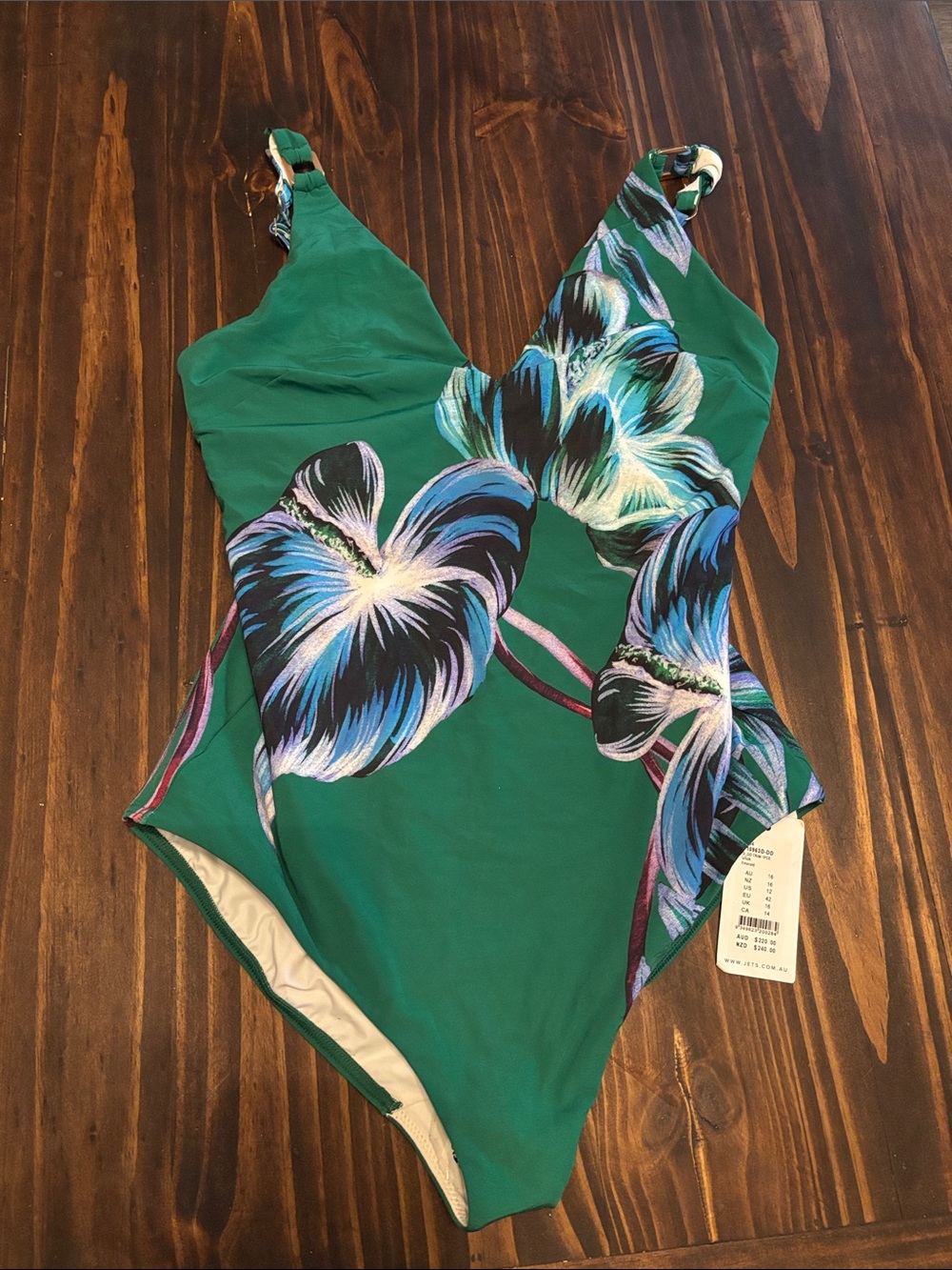 Jets Australia emerald tropical one piece swimsuit US 12 new